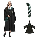 SUPRTOY Magier Robe, Slytherins Uniform, Slytherin Robe, Slytherin Umhang und Krawatte, Zaubererrobe für Erwachsene (M)