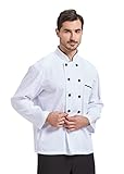 Nanxson Herren Kochjacke koch Jacke Bäckerjacke weiß Langarm Kurzarm Kochkleidung mit knöpfen CFM0001 (Weiß Langarm, M)