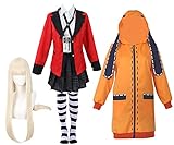 Youjiu Anime Cosplay Kostüm Mantel für Kakegurui Kapuzenjacke für Yomozuki Runa Schuluniform Kleid Komplettsets mit Perücke, XXL