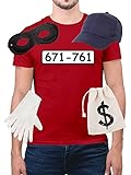 Shirt-Panda T-Shirt Panzerknacker Kostüm-Set Verkleidung Karneval und Fasching 671761 Set06 T-Shirt/Cap/Maske/Handschuhe/Beutel M