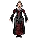 NET TOYS Edles Gothic-Kleid Vampirin mit Stehkragen für Mädchen - Schwarz-Rot 140, 8 - 10 Jahre - Außergewöhnliches Kinder-Kostüm Vampirella - Perfekt geeignet für Halloween & Mottoparty