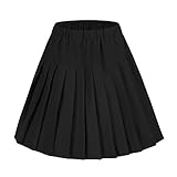Damen Schulmädchen-Stil Skater Röcke Faltenrock Schuluniform (S, schwarz)