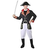 Widmann - Kostüm Napoleon, Jacke, Hose, Stiefelüberzieher und Hut, Soldat, General, Kaiser, Verkleidung, Karneval, Mottoparty