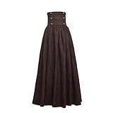 BLESSUME Steampunk Rock Lang Mittelalter Gothic High Taille Skirt (L, Braun)