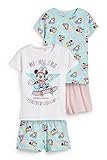 C&A Kinder Mädchen Pyjamas Pyjama 4er Pack|Multipack Regular Fit Motivprint|Unifarben|Bedruckt Minnie Maus rosa/türkis 104