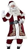 GEMVIE 9-teiliges Weihnachtsmann Kostüm Erwachsene Herren Nikolauskostüm Set Santa Claus Cosplay Xmas Outfits (XL)