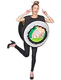 Vegaoo Lustiges Sushi-Kostüm humorvolle Verkleidung Karneval schwarz-bunt
