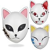 LTFUNPN Demon Slayer Mask,LED Cosplay Mask Japanese Anime Demon Slayer Anime Photography Props Toy，Fox Mask LED Halloween Mask (Kein Licht)