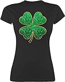 Shirt Damen - St. Patricks Day - Kleeblatt Shamerock Glücksbringer - S - Schwarz - irische Kleidung Saint Patrick Irish irisch Tshirt t mit Outfit st st.+Patricks+Day Irland t-Shirt - L191