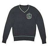 Cinereplicas Harry Potter Hogwarts V-Ausschnitt Pullover - Erwachsene & Kinder - Offizielle Harry Potter Lizenz-L-Slytherin