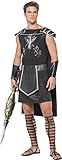 Fever FV55028-M Herren Dark Gladiator Kostüm,Tunika mit Umhang und Armmanschetten, Größe: M, 55028, Schwarz