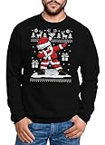 MoonWorks Sweatshirt Herren Weihnachten Dabbing Santa Weihnachtsmann Dab Motiv lustig Rundhals-Pullover schwarz L