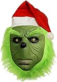 molezu Grinch Msaken Weihnachtsparty Maske Latex lebensechte Maske Film Schauspiel Requisiten lustige lustige Maske Grünhaariges Monster