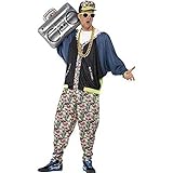 Smiffys 43198 80er Jahre Hip Hop Kostüm, Gemustert, mit Jacke, Hose & Kopfbedeckung, M