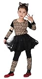 GEMVIE Kinderkostüm Leopard Kostüme Tutu Kleid mit Haarreif Mädchen Fasching Karneval Halloween Tiere Cosplay Verkleidung 7-9 Jahre