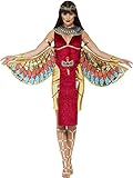 Smiffys, Damen Göttin Isis Kostüm, Kleid, Flügel, Kragen und Kopfschmuck, Größe: S, 43734, Rot