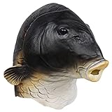 MAICOLA Tier Latex Fisch Maske,Schwarz Fischkopfbedeckung,Fischmaske, Tierkopfbedeckung,Goldfisch-Kopfbedeckung für Erwachsenen-Maskerade-Party, Party-Parodie-Performance-Requisiten