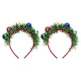 Amosfun 2 Stücke Weihnachten Haarreif mit Weihnachtskugeln Haarschmuck Kopfschmuck Kopfbedeckung für Erwachsene Kinder Party Weihnachtsbaum Kostüm Zubehör