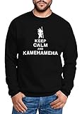 MoonWorks Sweatshirt Herren Keep Calm and Kamehameha Son Goku Dragonball Pullover ohne Kapuze schwarz XL