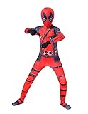 Leezeshaw Jungen-Superhelden-Deadpool-Kostüme, Unisex, Erwachsene, Kinder Deadpool Jumpsuit, Bodysuit, Lycra, Spandex, Zentai, Halloween-Cosplay-Kostüme
