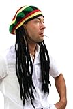 WIG ME UP - rasta2-P103 Strickmütze mit Dreadlocks Rastas Reggae Ska Jamaika Look Rastafari
