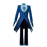 Hazbin Hotel Angel Dust Alastor Cosplay Kostüm Halloween Outfits Langarm Jacke Mantel Uniform Anzug für Damen Herren, Typ C-blau, XXXL