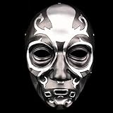 DAPERCI Death Eaters Embossed Resin Masks, Halloween Grim Reaper Theme Mask, Todesser geprägte Harzmasken, Halloween-Sensenmann-Thema-Maske, Silber, Silver
