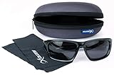 Fox Matrix Glasses - Polarisationsbrille, Modell:Schwarz umrahmt / graue Gläser