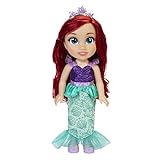Disney Princess Arielle Puppe 35cm, reflektierende Glitzeraugen, bewegliche Gelenke, ausziehbares Outfit, Schuhe, Diadem, langes rotes Haar, für Mädchen ab 3 Jahren