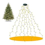 Christbaumbeleuchtung mit Ring, 280 LEDs Weihnachtsbaum Lichterkette mit 8 Stränge 2m Tannenbaum lichterkette Weihnachtsbeleuchtung Lichternetz für 150cm-240cm Baum, Warmweiß