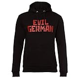 Rammstein Herren Kapuzenpullover Evil German Offizielles Band Merchandise Fan Hoodie schwarz mit rotem Front und Back Print (M)