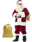 Ahititi Weihnachtsmann Kostüm Deluxe, Nikolauskostüm Santa Claus-Erwachsenenkostüm 10-Teilig 2XL