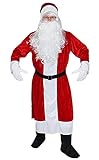 Foxxeo 6-teiliges Premium Weihnachtsmann Kostüm mit Mantel für Herren - GröÃŸe M-XXXXL, GröÃŸe:XL/XXL