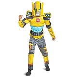 Bumblebee Costume, Muscle Transformer Costumes for Boys, Padded Character Jumpsuit, Kids Size Medium (7-8)