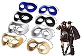 VKI 4 Paar Venezianische Maske Damen und Herren Zorro Maskerade Karnevalsmasken Gesicht Kostüm Fasching Verkleidung, Schwarz/Gold/Silber/Blau
