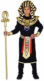 FIESTAS GUIRCA Ägyptischer König Pharao Schwarz Goldenes Jungen Kostüm Alter 10-12 Jahre inklusive Kopfbedeckung, Hemd mit Halsschmuck und Gürtel, Hose |Für Karneval/Fasching oder Halloween