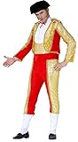 FIESTAS GUIRCA Mutiger Torero Kostüm Herren in Rot und Gold – Spanien Kostüm Männer - Größe L 52 – 54 - Stierkämpfer, Matador Kostüm Karneval, Fasching Kostüme für Erwachsene