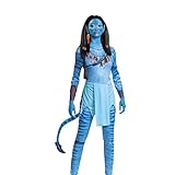 Disney Offizielles Premium Neytiri Avatar Kostüm Damen Erwachsene, Kostüm Avatar Costume Maske Blau, Faschingskostüm Karneval Cosplay Geburstag Overall Kostüm Größ XL