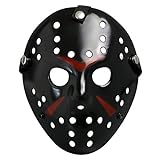 Hejo Home Jason Hockey Maske Schwarz 1/2 Mask Freitag der 13. Halloween Party Für Erwachsene Damen Herren
