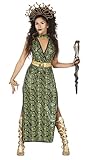 FIESTAS GUIRCA Medusa Schlangen Göttin - Langes Kleid mit Schlangenhaut-Print Kostüm Erwachsene Damen Größe L 40-42