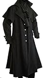 Dark Dreams Gothic Mittelalter LARP Mantel Vampir Kutscher Coat Jacke Van Helsing schwarz (Achtung fällt eine Nummer Kleiner als üblich aus!), Farbe:schwarz, Größe:XL