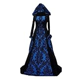 Womens Dinner Medieval Hooded Swing Dress Print Retro Art Long Sleeve Tie Waist Zuko-Cosplay-Kostüm