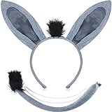 WILLBOND Tier Kostüm Set Ohren Stirnband Schwanz Tier Verkleidung Set Kostüm Party Dekoration Zubehör (Esel)
