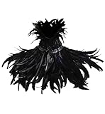 keland Gothic Feder Achselzucken Schalkragen Halskette Halloween Kostüm Epauletten (Schwarz 1)