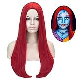 TANTAKO Lange Rot Haar Perücken Lang Gerade Synthetische Perücken für Frauen Halloween Cosplay Kostüm Perücke mit Perücke Kappe