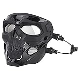 Halloween-Maske Full Face-Skull-Skeleton-Masken mit Goggle for Cosplay-Film-Requisiten Maskerade-Party (Color : BK)
