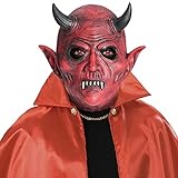 CreepyParty Halloween Teufels Maske Böse Masken Latex Vollkopf Realistische Masken Dämon Unheimlich Kostüm für Karneval Kostüm Geburtstagsfeier