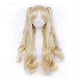 80cm FGO Fate Grand Order Ereshkigal Cosplay Wig Servant Lancer Ponytails Blond Facial Hair + wig cap