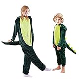 Irypulse Kinder Schlafanzug Flanell Onesie Pyjamas Kinder Cosplay Kostüme Jungen Mädchen Tier Outfit Dinosaurier (Grün-110)