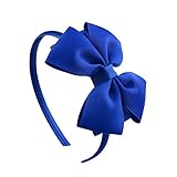 Qinlee Große Ripsband-Schleife Haarband für Mädchen Haareif Haarband mit schöner großer Schleife aus Satin in schwarz, Haarschmuck Stirnband für Party Schule-Blau